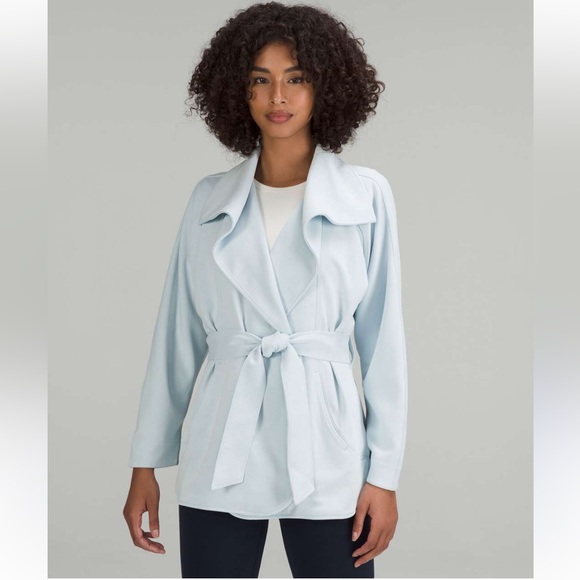 Lululemon Women's Softstreme Belted Wrap in Powder Blue with Tank Top